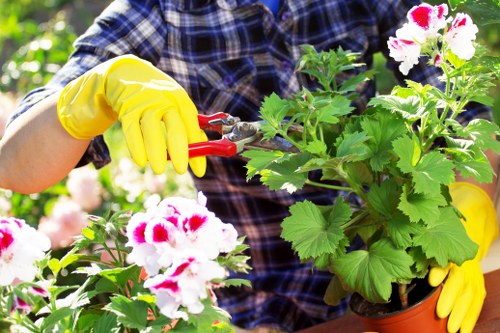 Gardening team preparing a site for safe work
